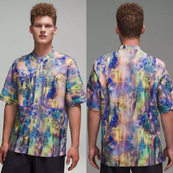 Lululemon Men’s Water-Repellent Hiking Short Sleeve Shirt Altered Nature M NWOT - Picture 1 of 10